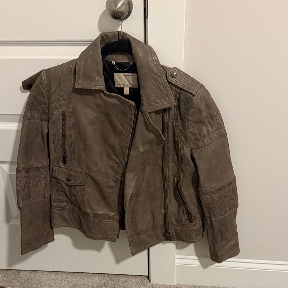 Banana Republic Gray Leather Jacket